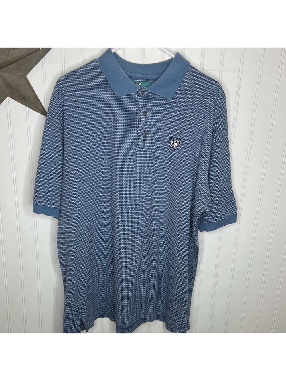 Big Dogs Blue Patterned Polo Shirt Size Extra Large